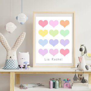 Custom Name Art Print with Hearts